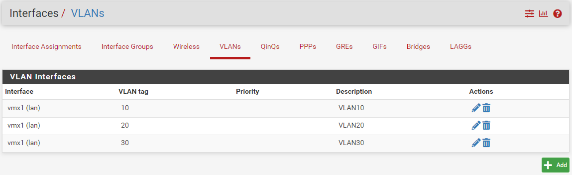 pfSense interfaces